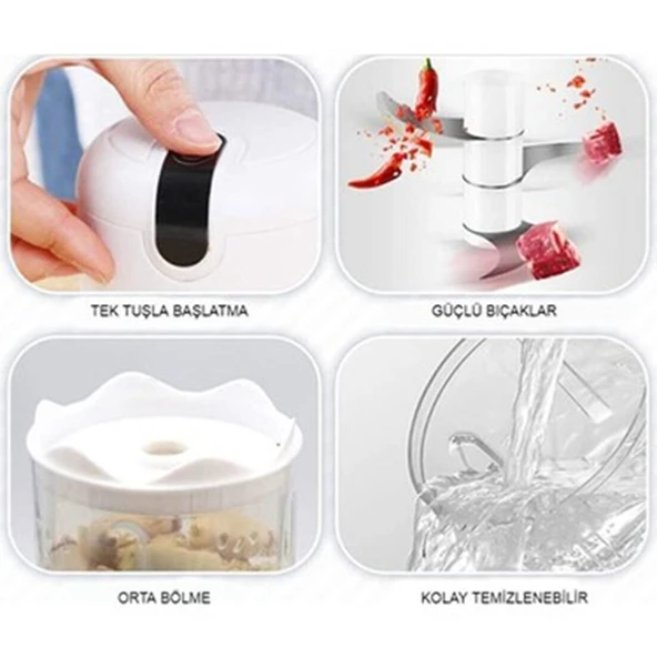 Cvs DN3559 Şarjlı Gıda Doğrayıcı Mini Blender Beyaz - 2