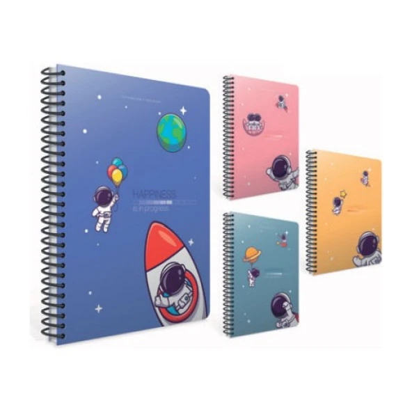 Gıpta Happiness Spiralli Karton Kapak Defter A4 80 Yaprak Kareli