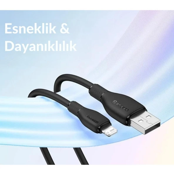 Baseus Şarj Akım Korumalı Ultra Hızlı 1.2Mt 2.4A İphone Şarj Kablosu İphone 11 12 13 14 Pro Max Şarj Kablo - 10