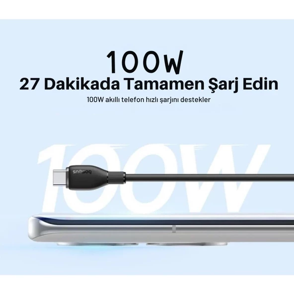Baseus Şarj Akım Korumalı Ultra Hızlı 1.2Mt 100W Type-C Şarj Kablo Huawei Xiaomi Samsung Laptop Şarj - 12