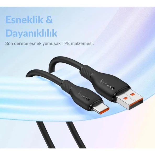 Baseus Şarj Akım Korumalı Ultra Hızlı 1.2Mt 100W Type-C Şarj Kablo Huawei Xiaomi Samsung Laptop Şarj - 10