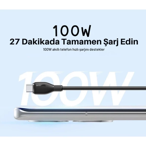 Baseus Şarj Akım Korumalı Ultra Hızlı 1.2Mt 100W Type-C Şarj Kablo Huawei Xiaomi Samsung Laptop Şarj - 2
