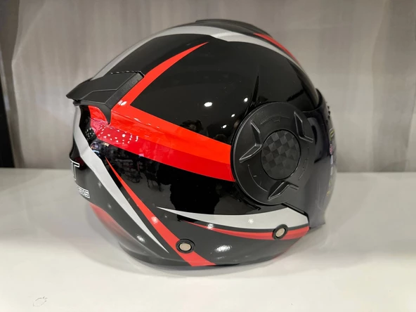 KASK MTS 625 WASP ÇENESİZ GÜNEŞ GÖZLÜKLÜ KIRMIZI/SİYAH - 4