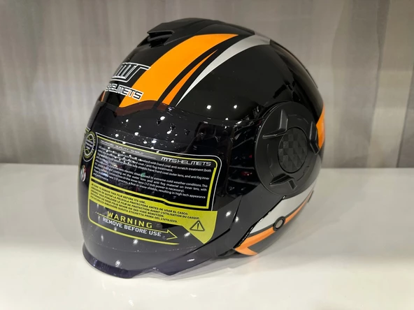 KASK MTS 625 WASP ÇENESİZ GÜNEŞ GÖZLÜKLÜ TURUNCU/SİYAH