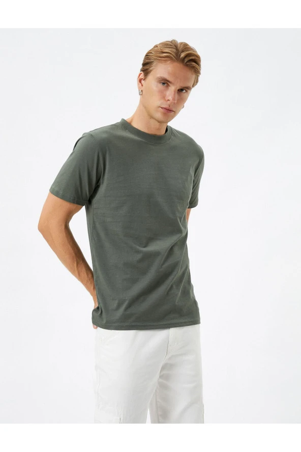 Basic Tişört Slim Fit Bisiklet Yaka Pamuklu - Resim 2