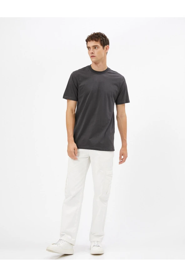 Basic Tişört Slim Fit Bisiklet Yaka Pamuklu - Resim 6