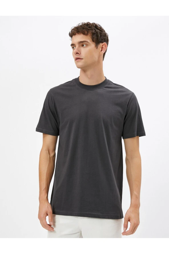 Basic Tişört Slim Fit Bisiklet Yaka Pamuklu - Resim 7