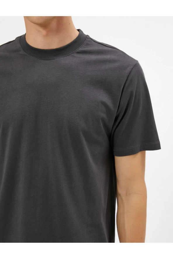 Basic Tişört Slim Fit Bisiklet Yaka Pamuklu - Resim 9