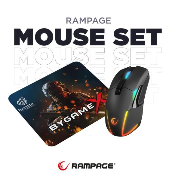 Rampage NOVA M4 Kablosuz Siyah Oyuncu Mouse & BygameX 25x35cm Mousepad 2li Set