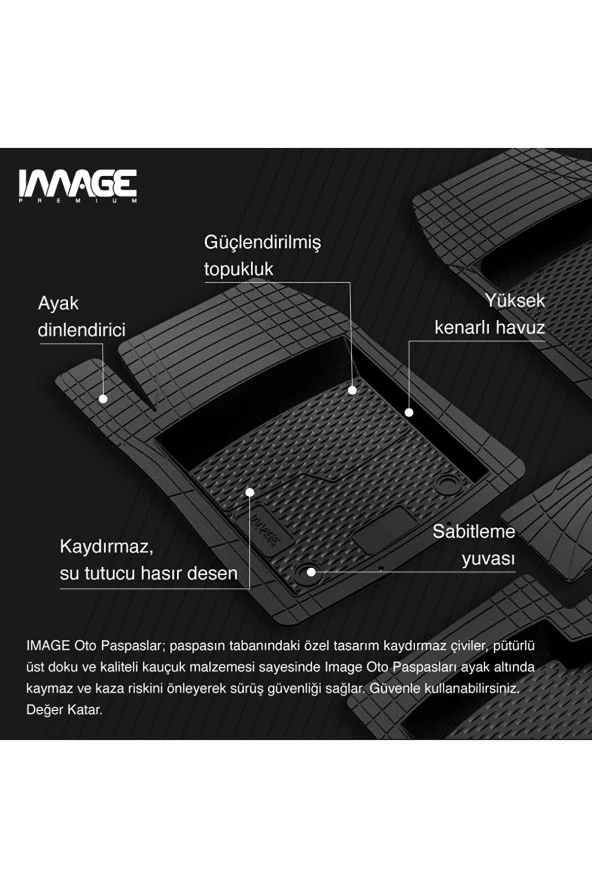 Image Volkswagen Tiguan 5N Suv (2016 - ….) Ekstra Havuzlu Universal 3D Plus  Kauçuk Oto Paspas Bej