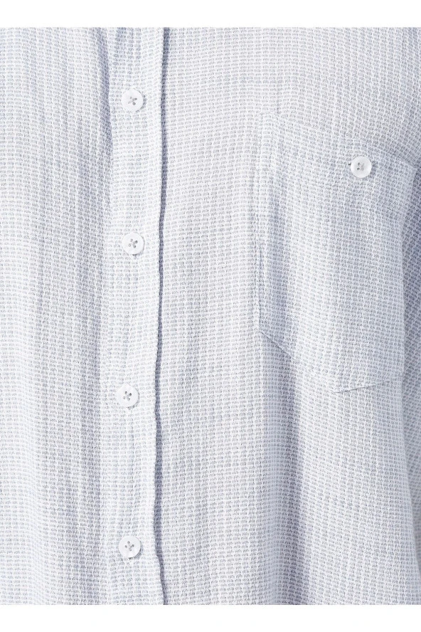 Kısa Kollu Gömlek, L, Gri - Resim 5