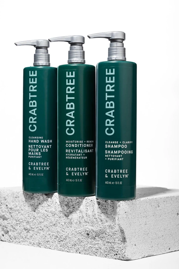 Crabtree & Evelyn Cleanse + Clarify Shampoo 443 ml + Conditioner 443 ml + Hand Wash 443 ml