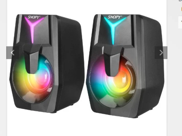 Snopy SN-X22 STYLE 2.0 Multimedia Led Işıklı 3W*2 Siyah USB Gaming Speaker