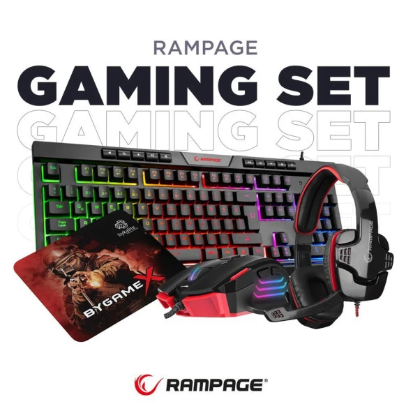 Rampage BygameX-K2 SN-R9 RGB Makrolu 4lü OYUNCU SETİ