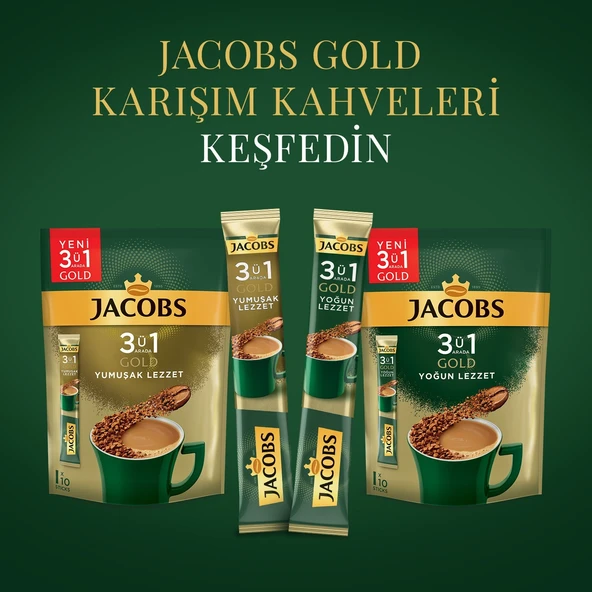 Jacobs Gold 3'ü 1 Arada Yoğun Lezzet Hazır Kahve 18 gr 40'lı - 4