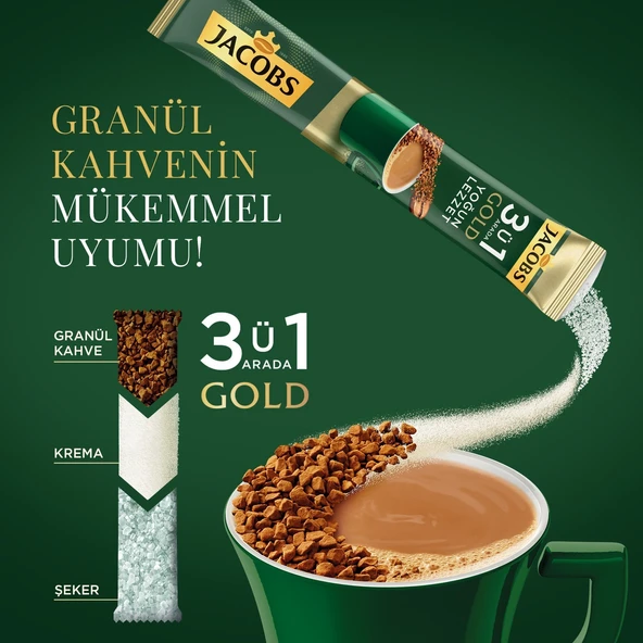 Jacobs Gold 3'ü 1 Arada Yoğun Lezzet Hazır Kahve 18 gr 40'lı - 5