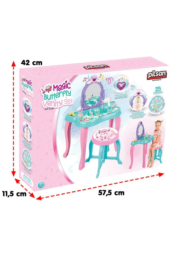 Müzikli Sihirli Kelebek Makyaj Masası Mor 06048 - 6