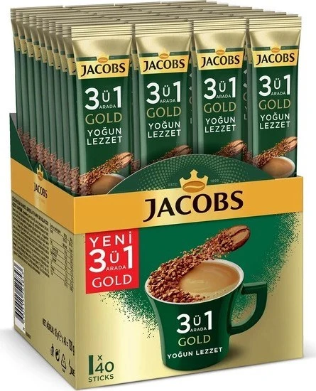 Jacobs Gold 3'ü 1 Arada Yoğun Lezzet 18 gr 40'lı 4 Adet Hazır Kahve