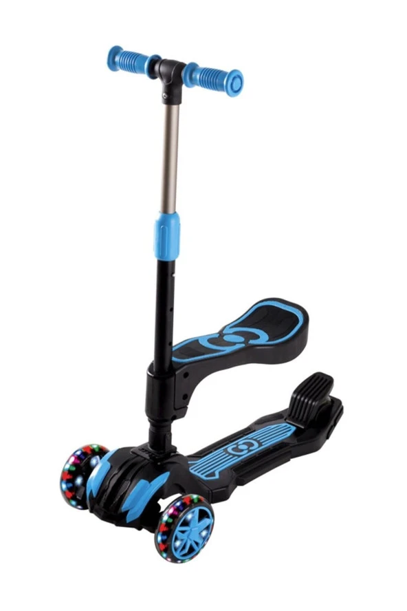 Furkan Toys Cool Wheels Led Işıklı Oturaklı Combo Scooter Mavi