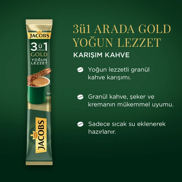 Jacobs 3ü1 Arada Gold Kahve Karışımı Yoğun Lezzet 480 Adet (40 x 12 Paket) - Resim 2