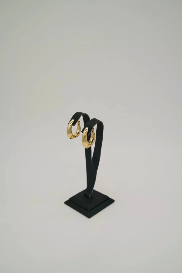 Gold Renk Halka Çelik Küpe - 3