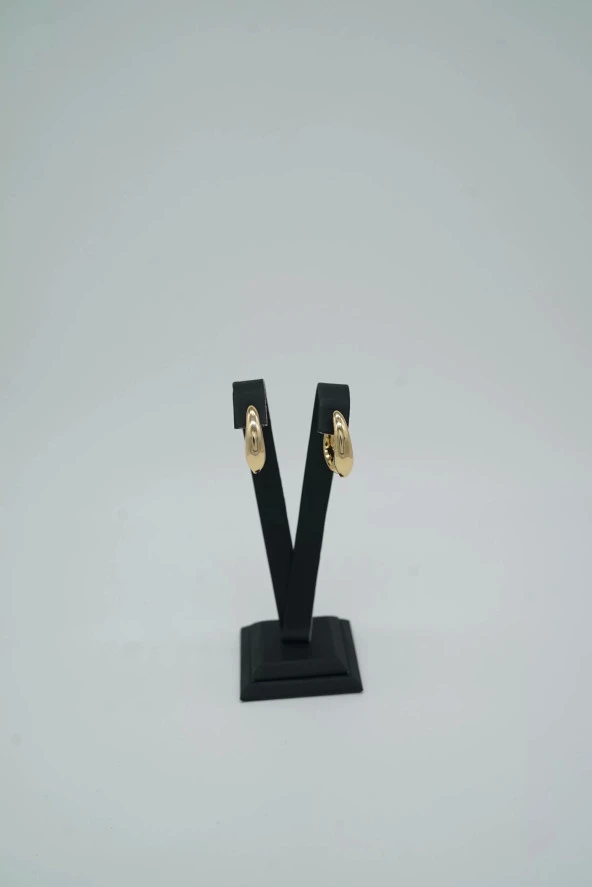 Gold Renk Halka Çelik Küpe - 4