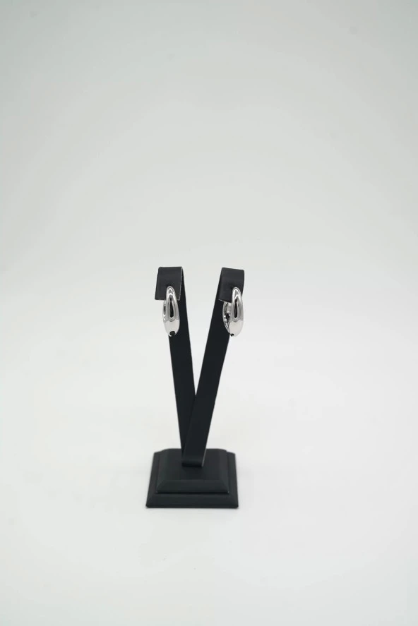 Gümüş Renk Halka Çelik Küpe - 2