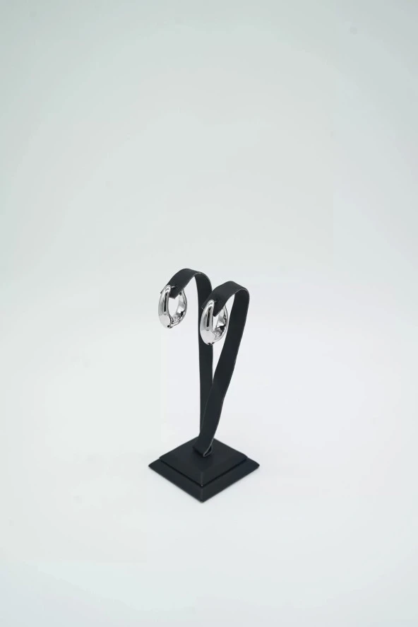 Gümüş Renk Halka Çelik Küpe - 3