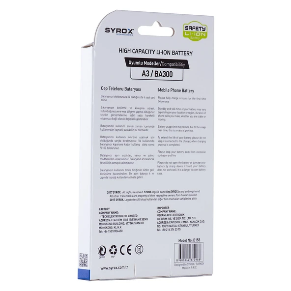 Syrox Samsung Galaxy A3 / BA300 Batarya B158 - 3
