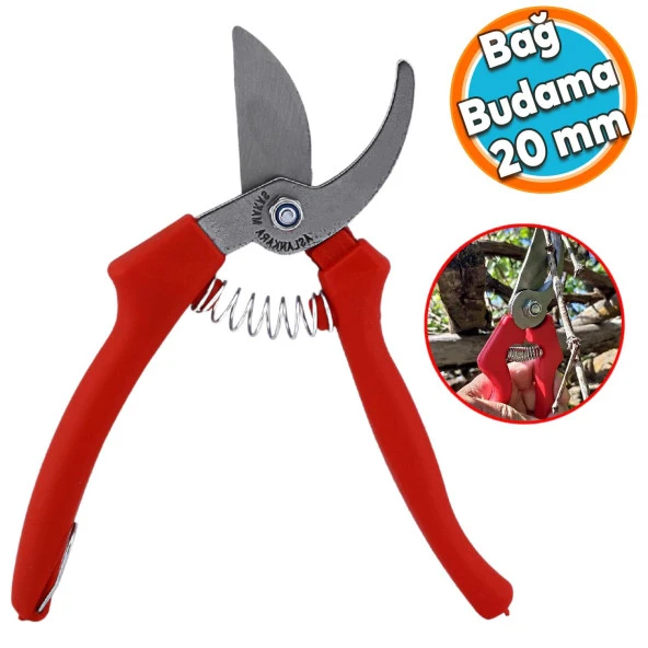 Bağ Makas Dal Budama Kesme Bahçe Bitki Çiçek Gül Ağaç Üzüm Filiz Çubuk Çıbık Bıçkı Makası 20 mm