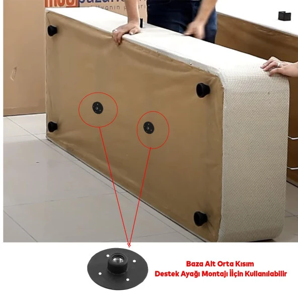 Mobilya Masa Baza Sehpa Montaj Ayağı Yuvarlak Plastik Bağlantı Aparatı M8 Civatalı Tabanı 1 ADET - Resim 3