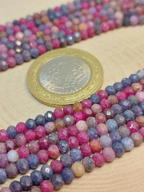 Yakut & Safir Taşı Rondela Faset Kesim Dizi 2.5*3.5mm (49152) - 2