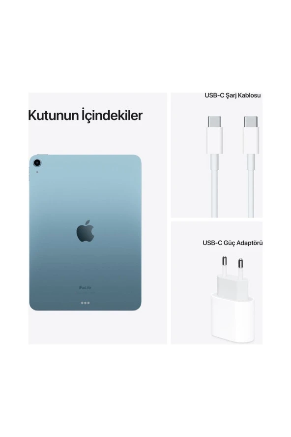 Apple iPad Air 5. Nesil 64 GB 10.9" Wi-Fi Mavi Tablet (Apple Türkiye Garantili)