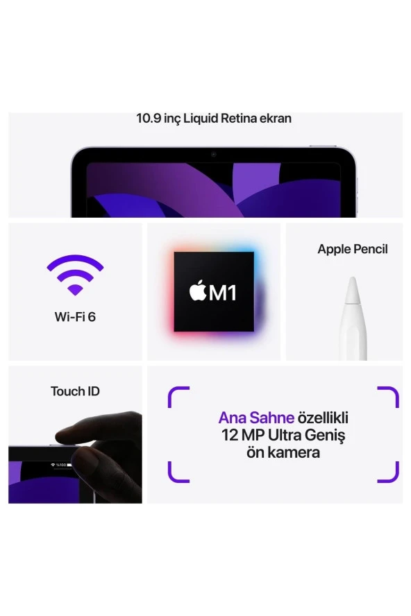 Apple iPad Air 5. Nesil 64 GB 10.9" Wi-Fi Mavi Tablet (Apple Türkiye Garantili) - 3