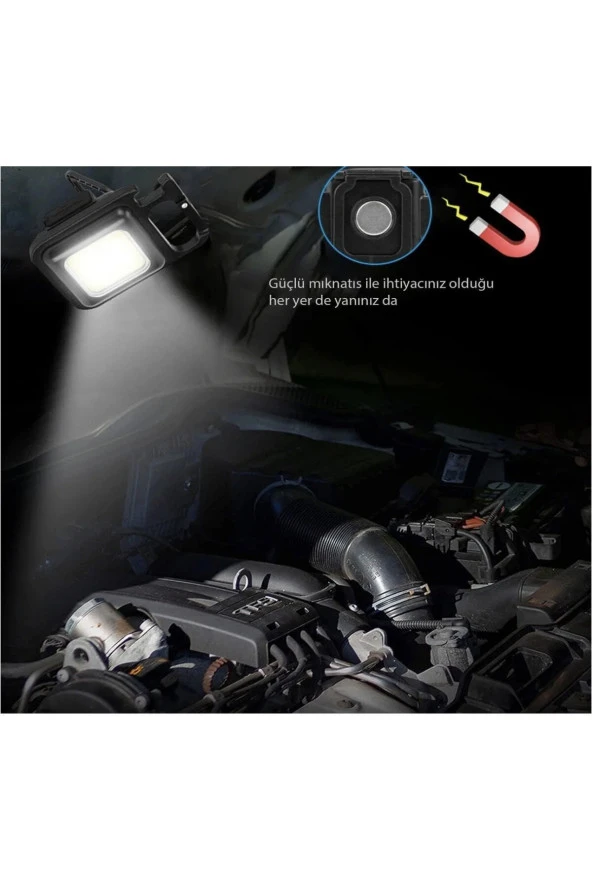 Mini Led Anahtarlık El Feneri Flash Mıknatıslı Su Geçirmez Şişe Açaçaklı - 6