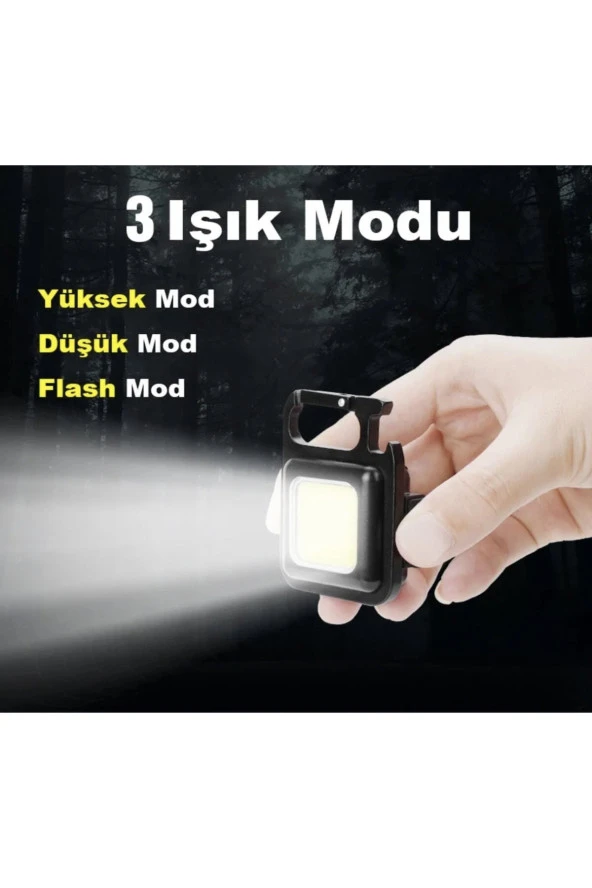 Mini Led Anahtarlık El Feneri Flash Mıknatıslı Su Geçirmez Şişe Açaçaklı - 7