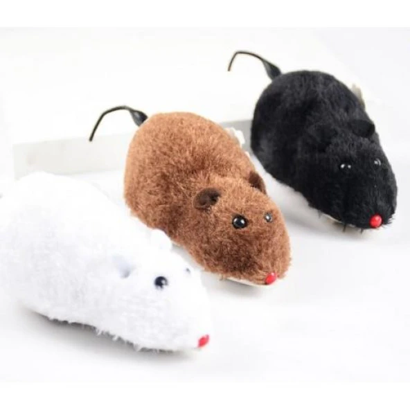 3B Trend Kurmalı Kedi Eğitim Oyuncağı Tüylü Peluş Fare Yakalama Interaktif Sevimli Eğlenceli Oyuncak - 5