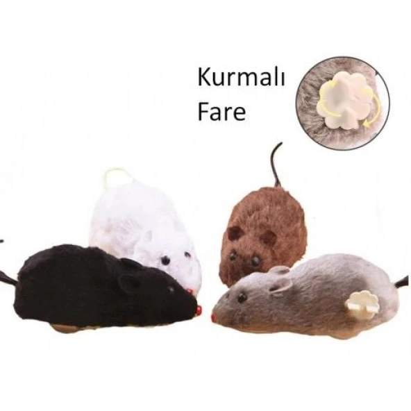 3B Trend Kurmalı Tüylü Peluş Fare Yakalama Eğlenceli Kedi Oyuncak - 4