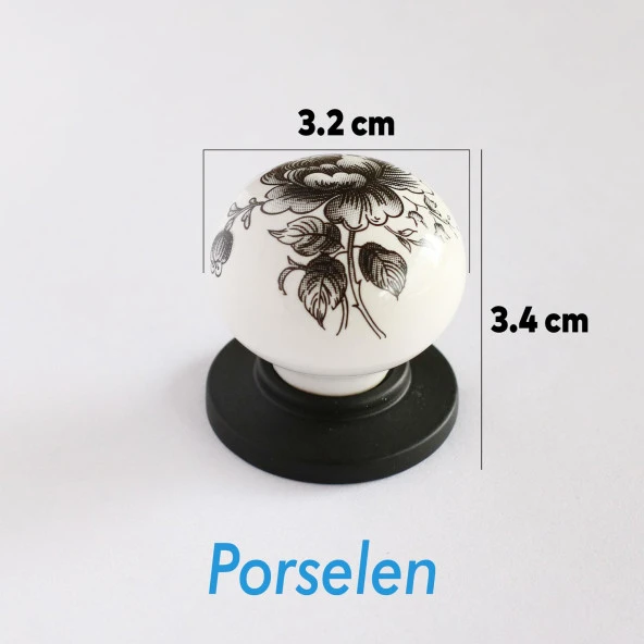 Porselen Düğme Kulplar Mobilya Mutfak Dolabı Çekmece Dolap Kapak Kulpu Kulbu Siyah - Resim 5