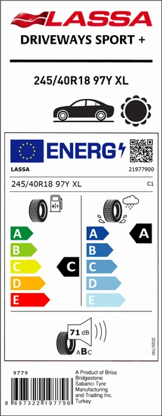 Lassa 245/40R18 97Y Xl Drıveways Sport + C-A-71 Yaz Oto Lastiği (Üretim Yılı: 2024)