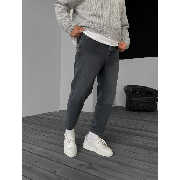 POISHOPS Antrasit Eskitme Boyfriend Jean Erkek - 2