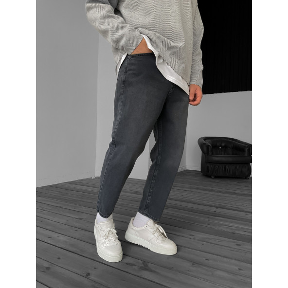 POISHOPS Antrasit Eskitme Boyfriend Jean Erkek - 3
