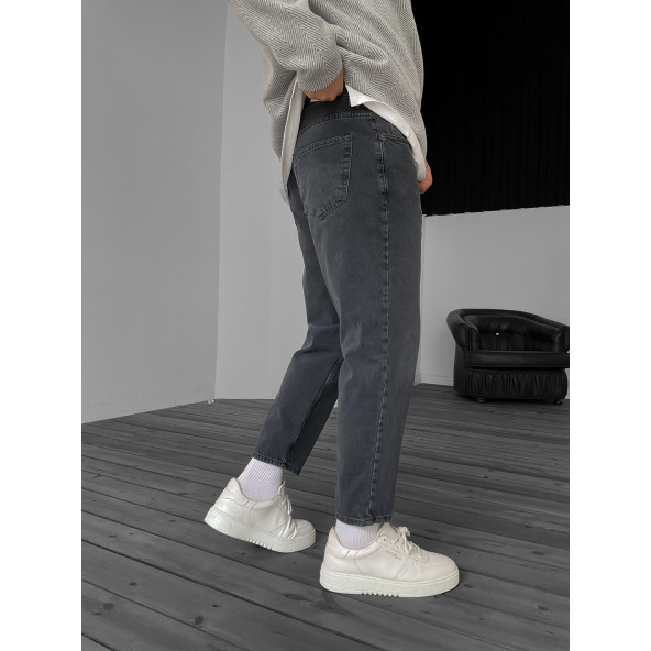 POISHOPS Antrasit Eskitme Boyfriend Jean Erkek - 4