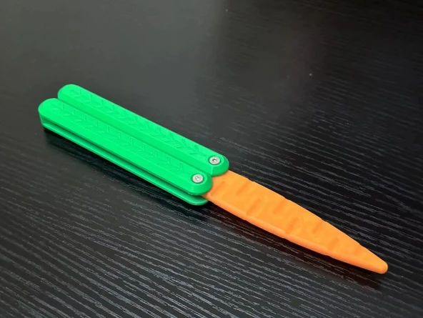 Stres Bıçağı Yetişkenlere ve Gençlere Uygun El Oyuncağı Kelebek Havuç Bıçak - Resim 2