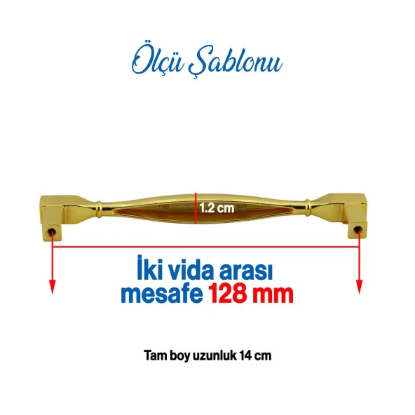 Mobilya Kulp Mutfak Dolabı Çekmece Dolap Kulpları Kapak Kulpu Kulbu Altın 128 mm Metal - 4