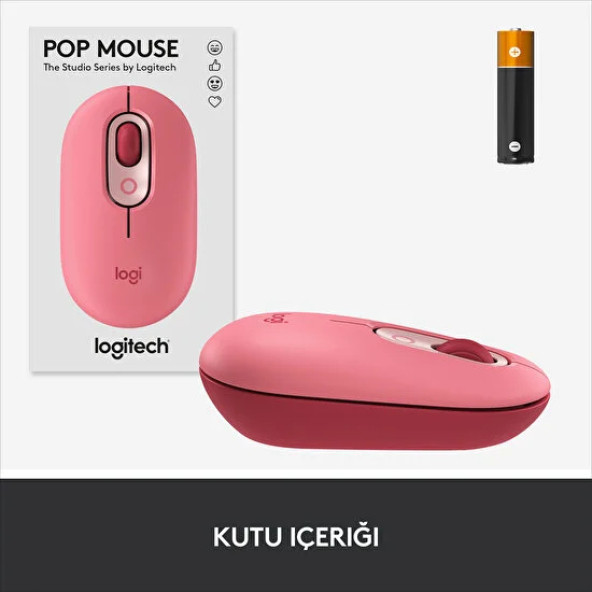 Logitech POP Mouse Blast Emoji Tuşlu Sessiz Kablosuz Mouse-Pembe