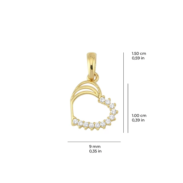 14 Ayar Taşlı Kalp Altın Kolye Ucu 0,57 gr - Resim 2