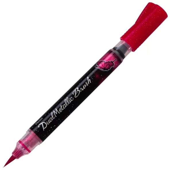 Pentel Sıvı Metalik Mürekkepli Pompalı Fırça Uçlu Kalem Pembe