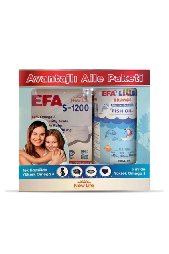 New Life Efa S-1200 30 Kapsül & Efa Liquid Portakal 150 ml Avantajlı Paket