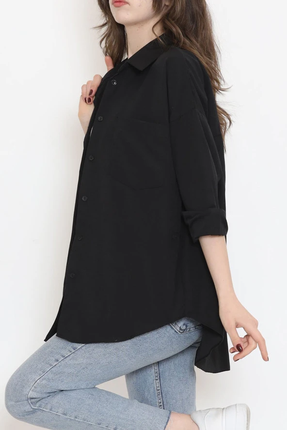 Çift Cepli Gömlek Siyah - 16656.1775. - Resim 5